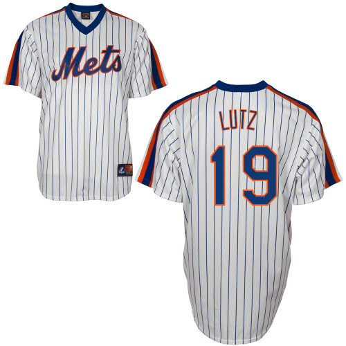 Zach Lutz #19 MLB Jersey-New York Mets Men's Authentic Home Cooperstown White Baseball Jersey